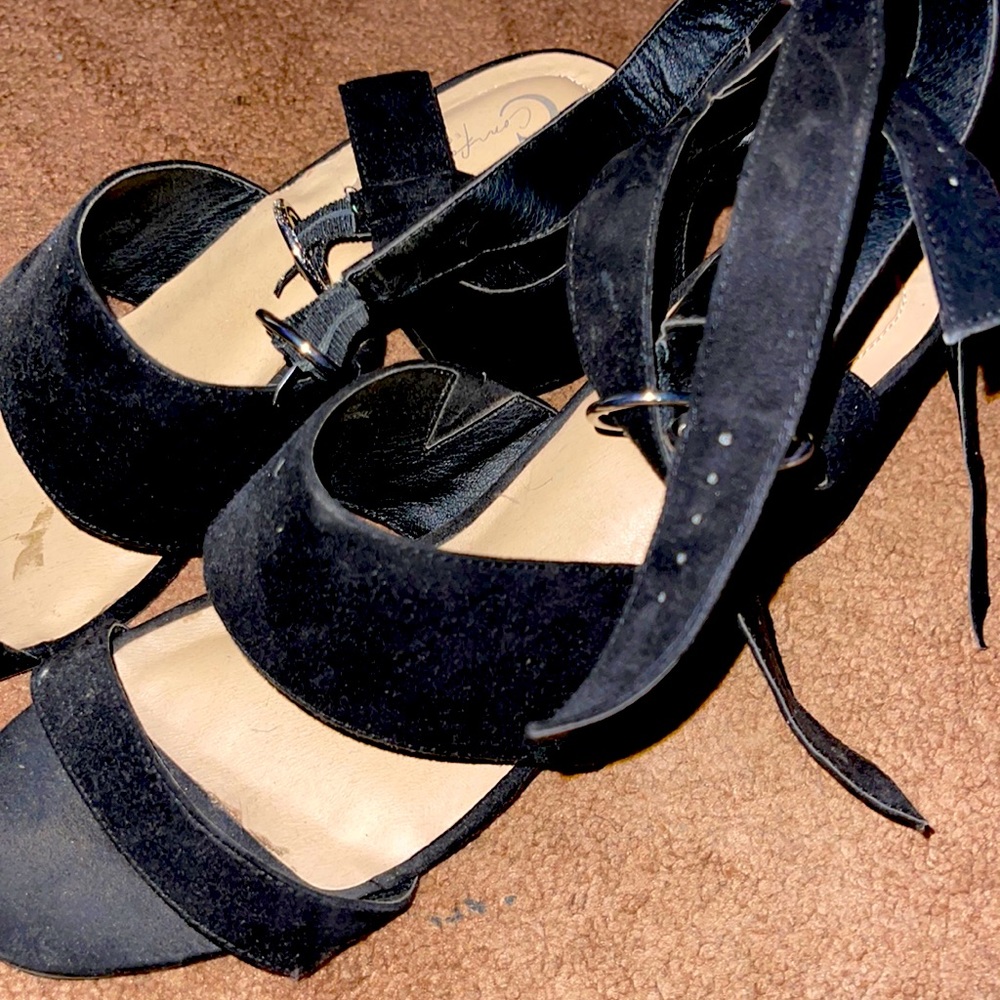Black heels with ankle straps